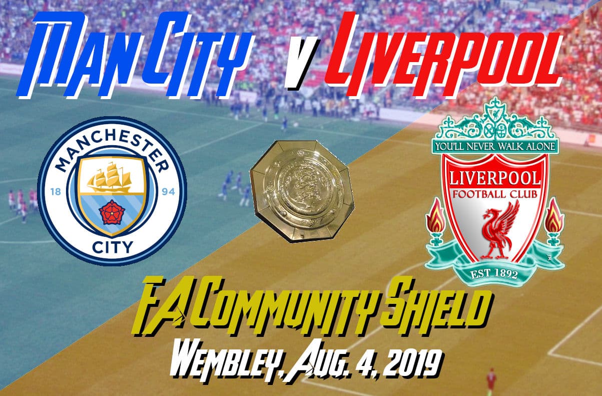 Manchester City and Liverpool players at the Community Shield