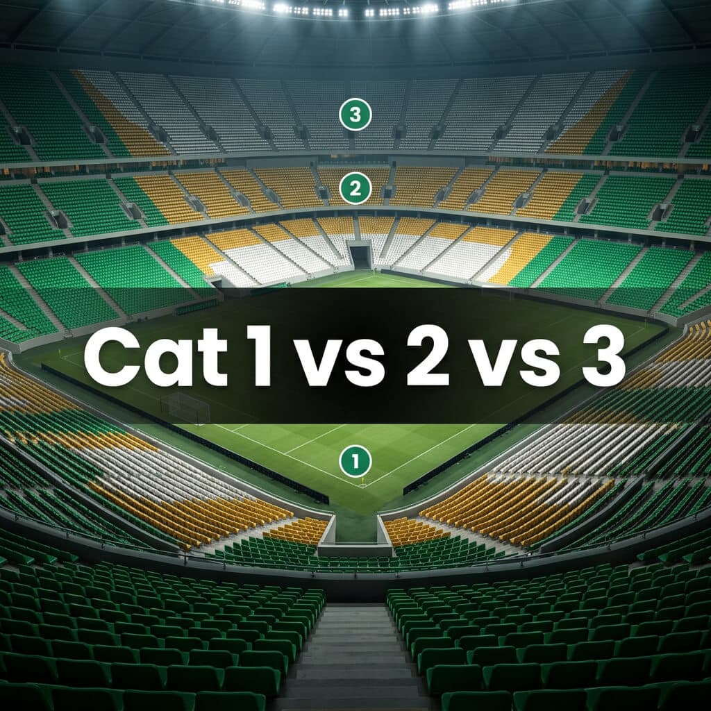 Stadium seating tiers shown in different categories