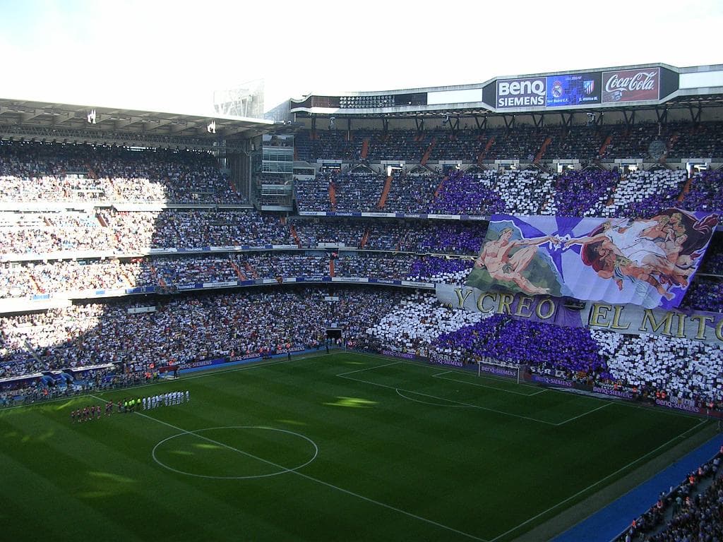 La Liga match in a packed Spanish stadium