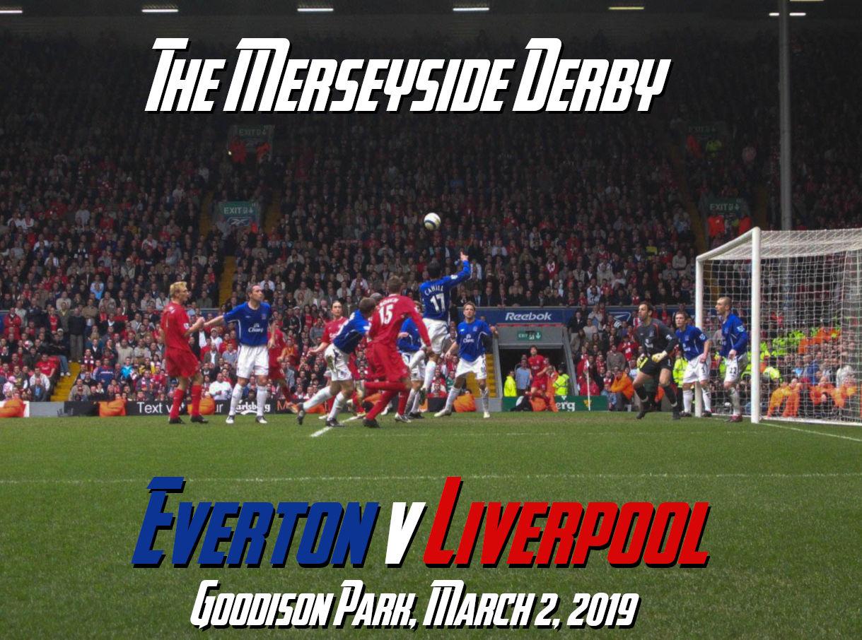 Everton and Liverpool players in the Merseyside Derby