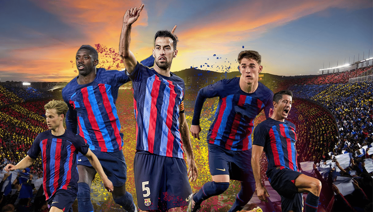 FC Barcelona players in a Champions League match