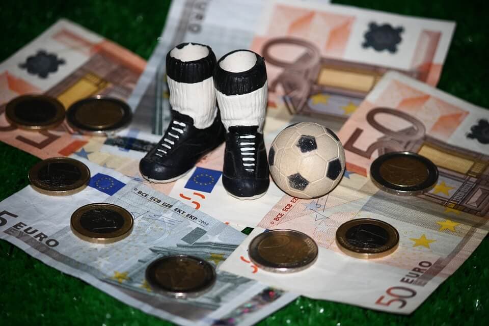 Football stadium and club branding on a matchday