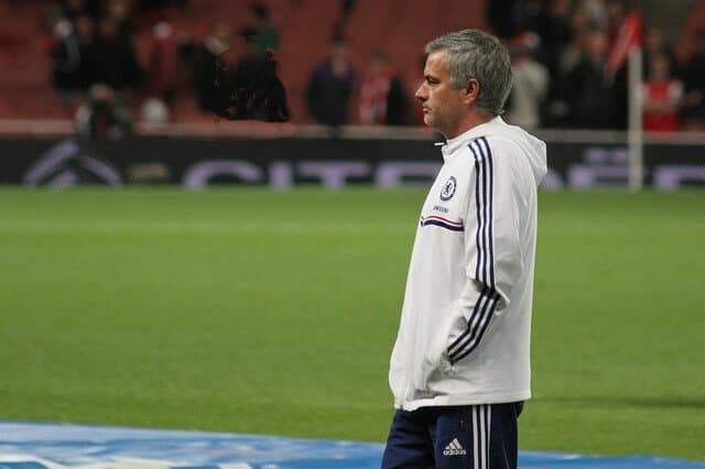 Jose Mourinho in the Manchester United dugout