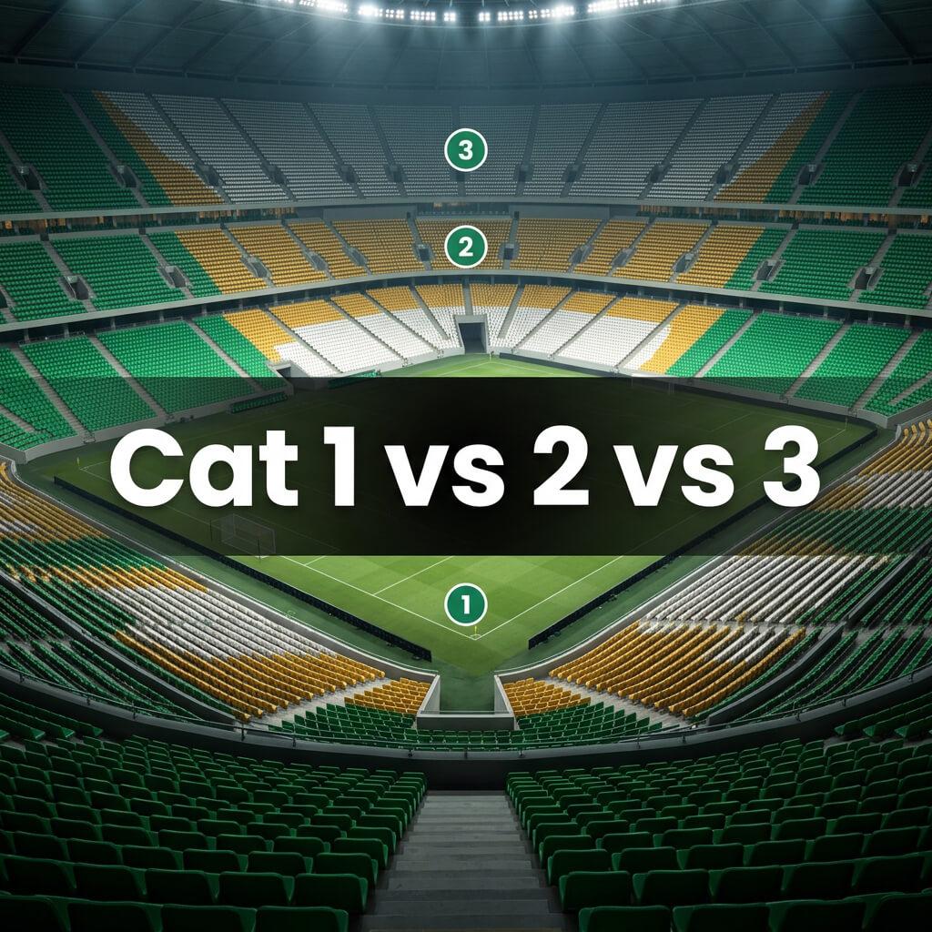 Stadium seating tiers shown in different categories