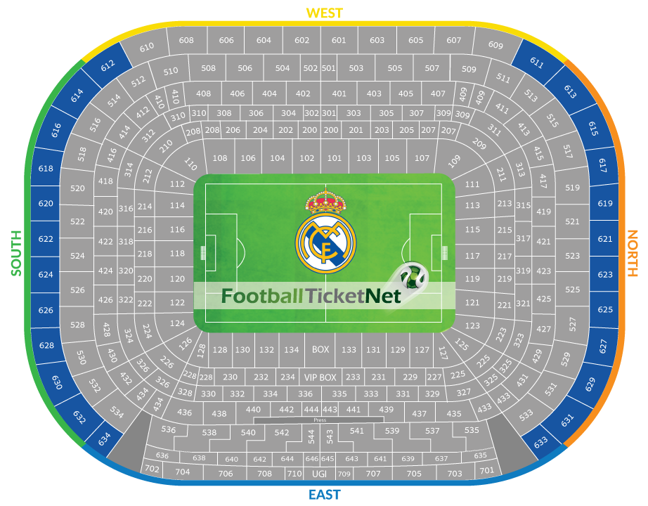 Estadio Santiago Bernabeu Seating Plan