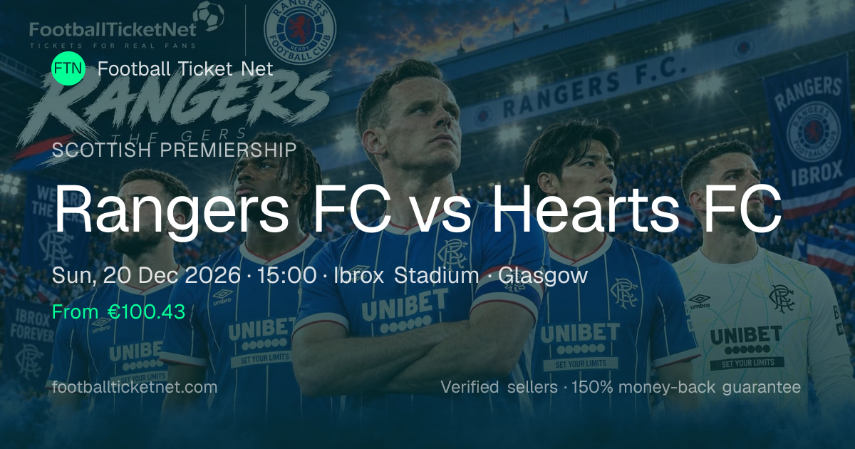 Rangers vs Hearts Tickets | Scottish Premiership | 20 Dec 2026