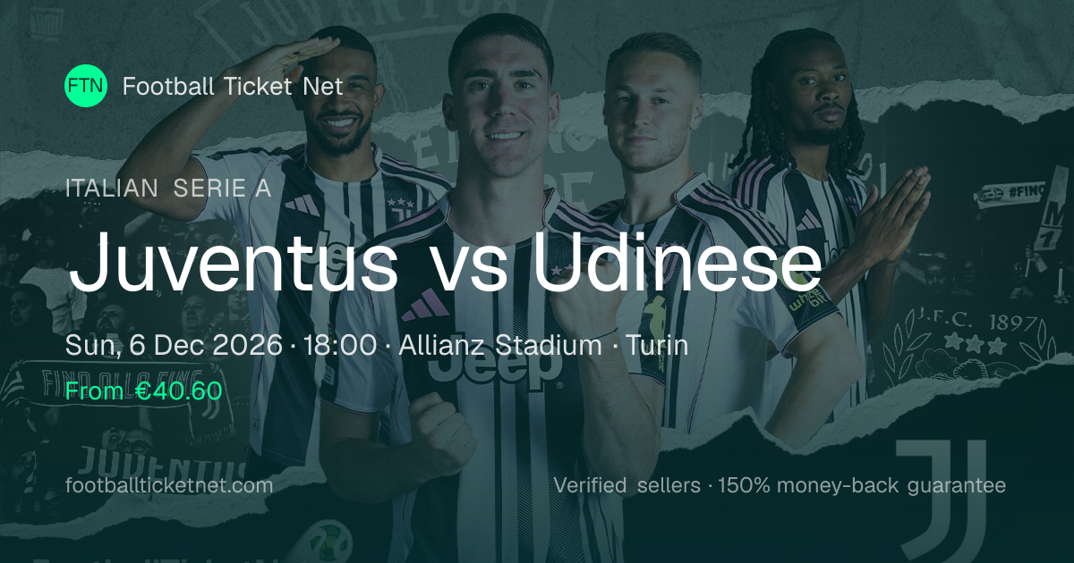 Biglietti Juventus vs Udinese | Italian Serie A | 6 dic 2026