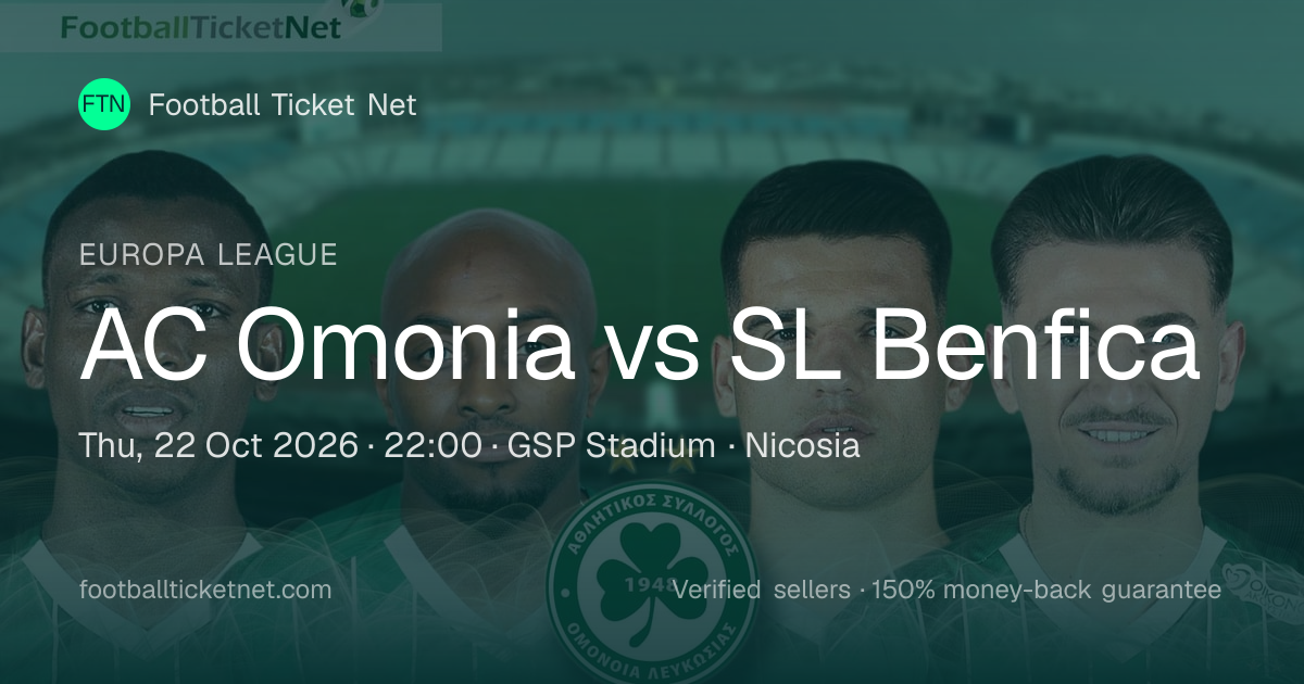 AC Omonia vs SL Benfica Tickets | Europa League | 22 Oct 2026