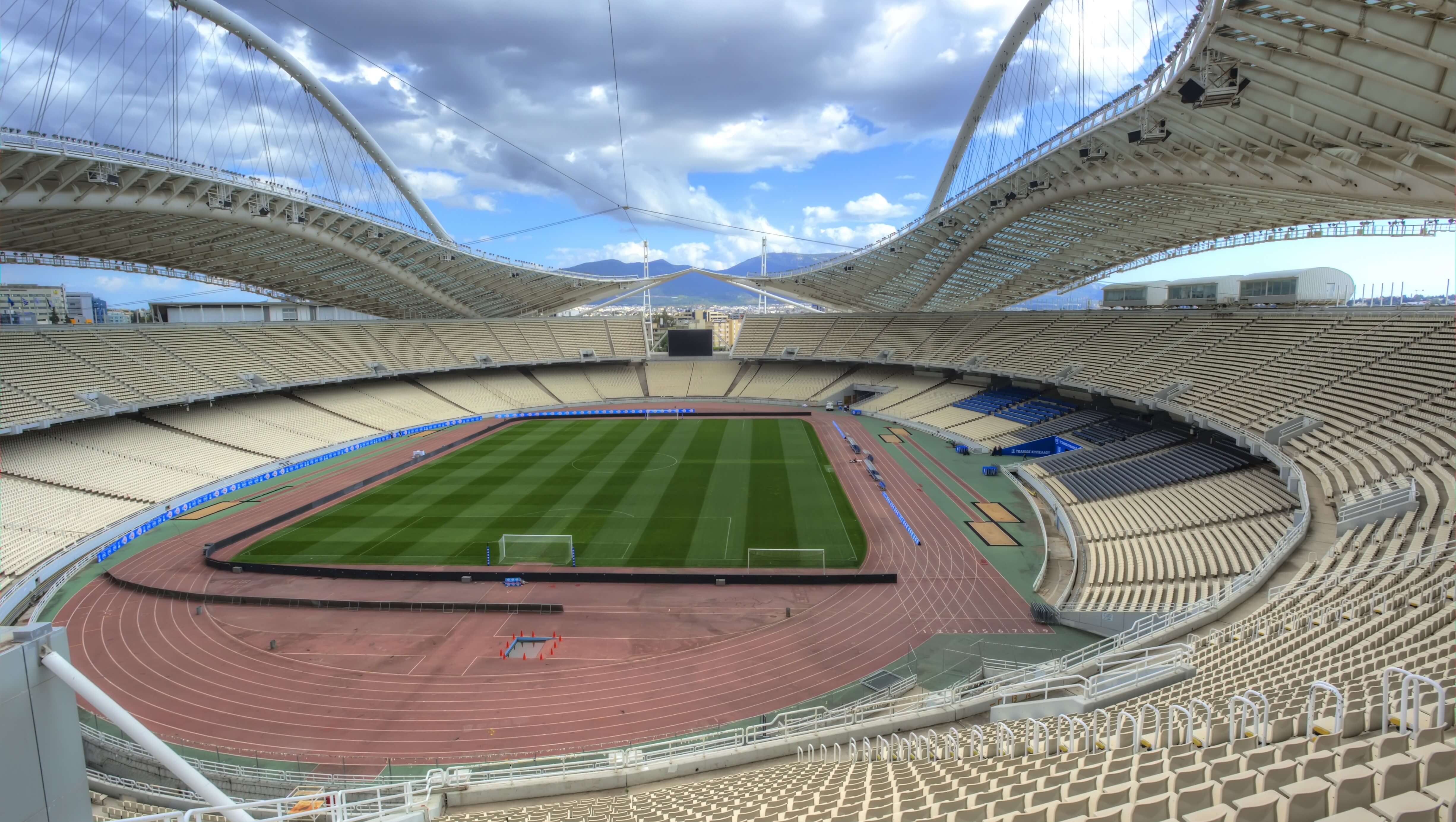 Первый олимпийский стадион. Спирос Луис Олимпийский стадион. Стадион «Спирос Луис» в Афинах. Стадион АЕК Афины. Новый стадион АЕК Афины.